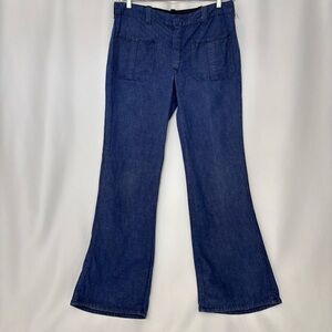 Vintage 70s US Navy wide leg Jeans Bell Bottom 34x32 Utility Pants Neppy denim